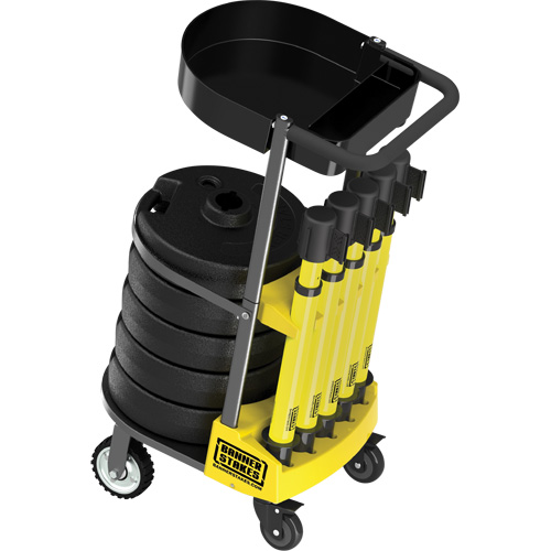 PLUS Barrier Post Cart Kit with Tray, 75' L, Metal, Yellow Industrial Sales