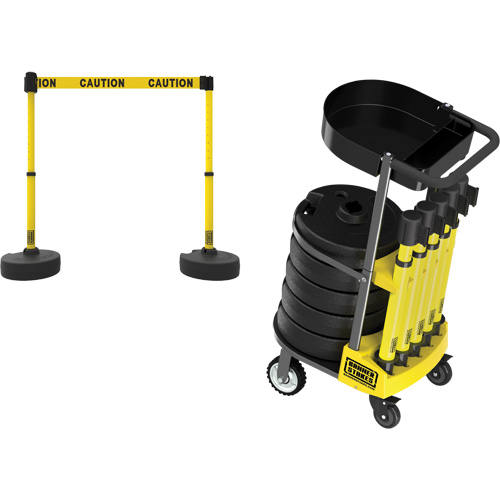 Chariot de transport avec plateau pour barri&egrave;re PLUS, 75' lo, M&eacute;tal, Jaune Industrial Sales