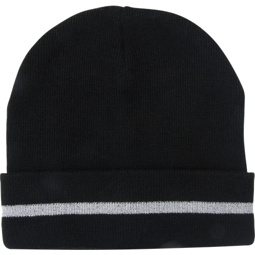 Bonnet en tricot avec bande r&eacute;fl&eacute;chissante argent&eacute;e, Taille unique, Noir Industrial Sales