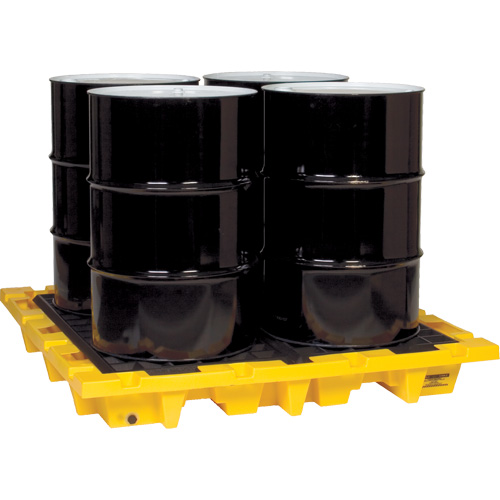Palette de confinement des d&eacute;versements, Capacit&eacute; de d&eacute;versement 66 gal. US, 58,5" x 58,5" x 7,75" Industrial Sales