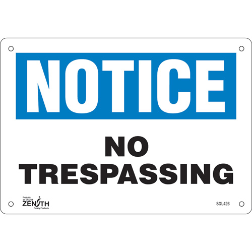 "No Trespassing" Sign, 7" x 10", Plastic, English Industrial Sales