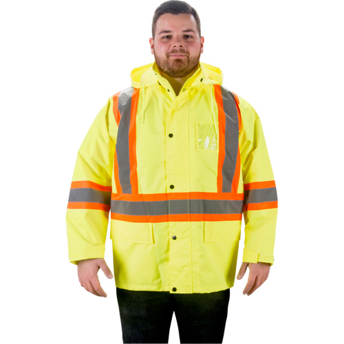 RZ1000 Rain Jacket, Polyester, Small, High Visibility Lime-Yellow Industrial Sales