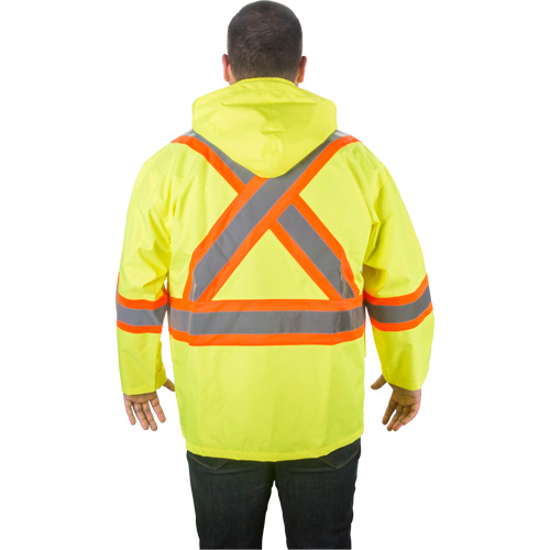RZ1000 Rain Jacket, Polyester, Small, High Visibility Lime-Yellow Industrial Sales