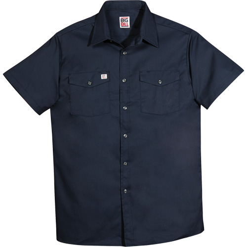 Short-Sleeved Twill Work Shirt, Men's, 4X-Large, Navy Blue Industrial Sales