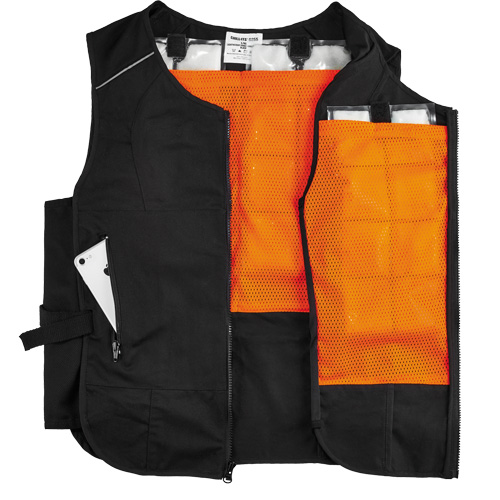 Chill-Its&reg; 6260 Lightweight Phase Change Cooling Vest with Packs, Small/Medium, Black Industrial Sales