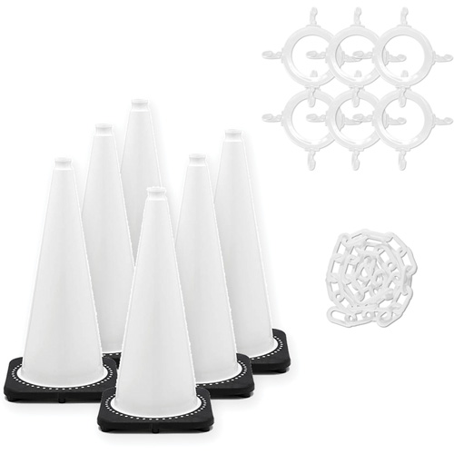 Traffic Cone & Chain Kit, 28", White Industrial Sales