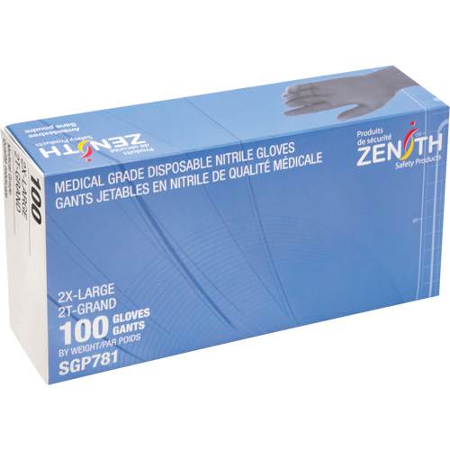 Puncture-Resistant Medical-Grade Disposable Gloves, 2X-Large, Nitrile, 5-mil, Powder-Free, Black, Class 2 Industrial Sales