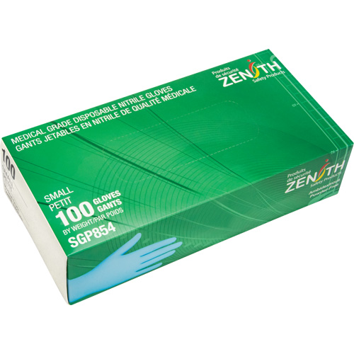 Gants jetables de calibre m&eacute;dical r&eacute;sistants &agrave; la perforation, Petit, Nitrile, 3,5 mils, Sans poudre, Bleu, Classe 2 Industrial Sales