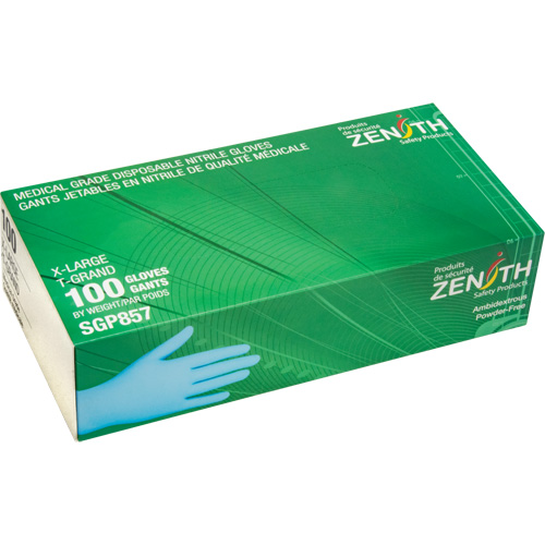 Gants jetables de calibre m&eacute;dical r&eacute;sistants &agrave; la perforation, T-Grand, Nitrile, 3,5 mils, Sans poudre, Bleu, Classe 2 Industrial Sales