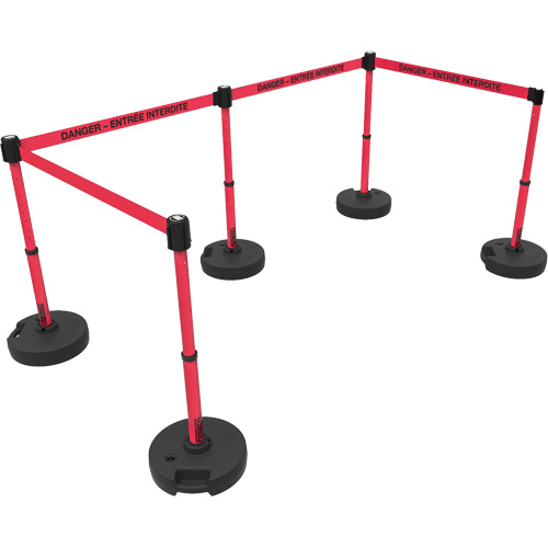 Plus Barrier Post Set, Plastic, 42" H, Red Tape, 15' Tape Length Industrial Sales