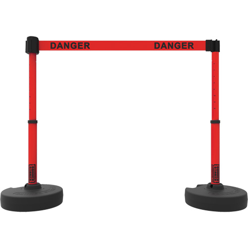 Ensemble de montants pour barri&egrave;re Plus, Plastique, 42" h, Ruban Rouge, Longueur du ruban 15' Industrial Sales