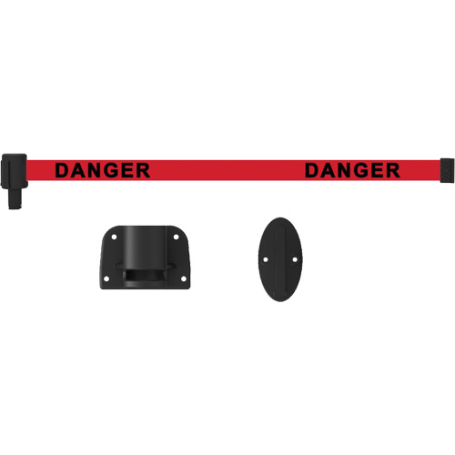 Plus Wall Mount Barrier System, Plastic, Screw Mount, 15', Red Tape Industrial Sales