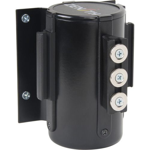 Barri&egrave;re &agrave; fixation murale avec ruban magn&eacute;tique, Acier, Fixation par vis, 12', Ruban Jaune Industrial Sales