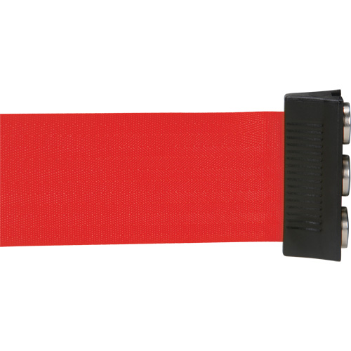 Barri&egrave;re &agrave; fixation murale avec ruban magn&eacute;tique, Acier, Fixation par vis, 12', Ruban Rouge Industrial Sales