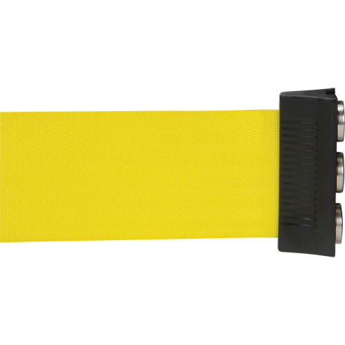 Barri&egrave;re &agrave; fixation murale avec ruban magn&eacute;tique, Acier, Fixation par vis, 12', Ruban Jaune Industrial Sales