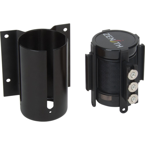 Wall Mount Barrier with Magnetic Tape, Steel, Screw Mount, 12', Black Tape Industrial Sales