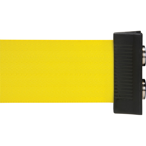 Barri&egrave;re &agrave; fixation murale avec ruban magn&eacute;tique, Acier, Fixation par vis, 7', Ruban Jaune Industrial Sales
