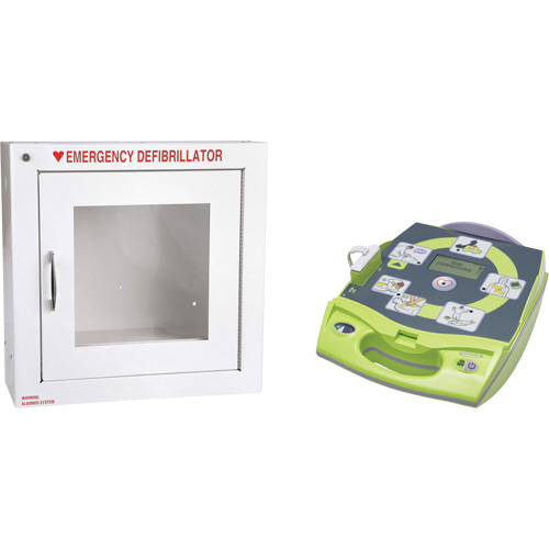 D&eacute;fibrillateur enti&egrave;rement automatis&eacute; AED Plus en anglais avec armoire murale munie d'une alarme, Automatique, Anglais, Classe 4 Industrial Sales