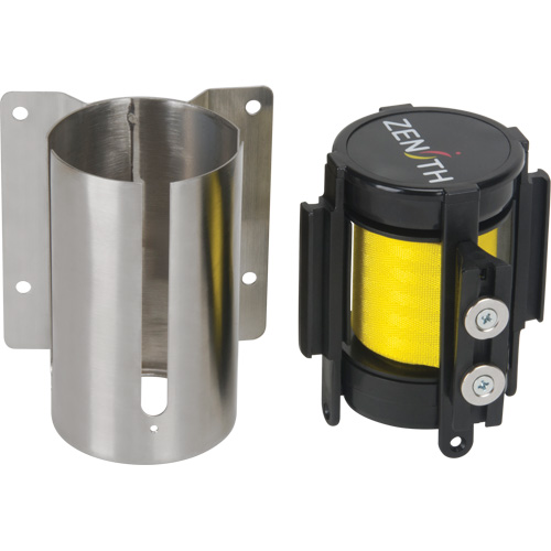 Wall Mount Barrier with Magnetic Tape, Steel, Screw Mount, 7', Yellow Tape Industrial Sales