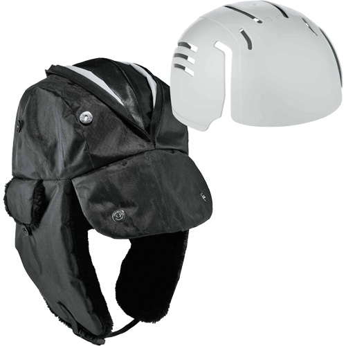 N-Ferno&reg; Zippered Trapper Hat with Bump Cap Insert, Polyurethane/Satin Lining, Medium/Small, Black Industrial Sales