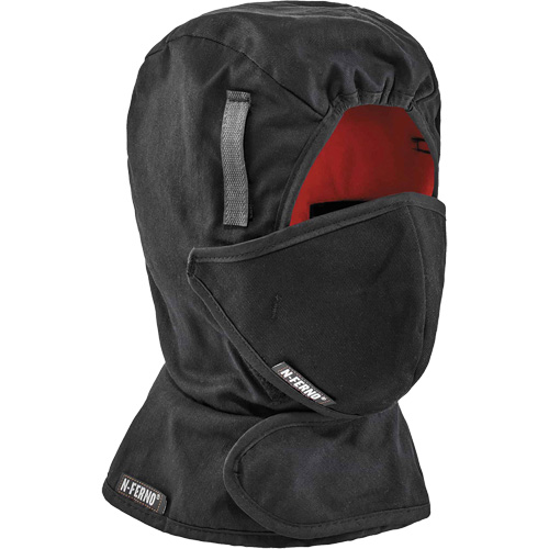N-Ferno&reg; Winter Hard Hat Liner with Mouthpiece, Fleece Lining, One Size, Black Industrial Sales