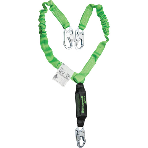 Miller&reg; StretchStop&reg; Shock-Absorbing Lanyard, 6', Locking Snap Hook Center, Locking Snap Hook Leg Ends, Polyester Industrial Sales