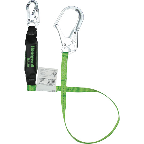 Miller&reg; HP Shock-Absorbing Lanyard, 6', Scaffold Hook Center, Locking Snap Hook Leg Ends, Polyester Industrial Sales