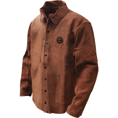 Veste de soudage en cuir fleur de vache refendu Gander Brand, Cuir, 4T-Grand, Brun Industrial Sales