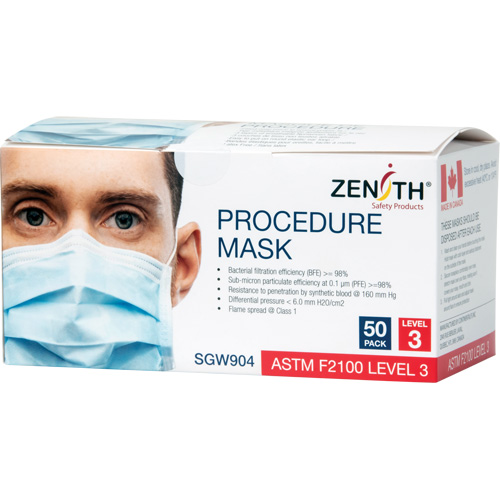 Disposable Procedure Face Masks, ASTM F2100 Level 3, Class 1 Industrial Sales