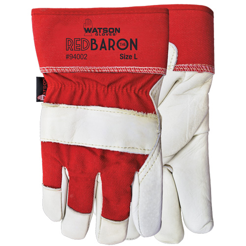 Red Baron Fitter's Gloves, Large, Grain Cowhide Palm, Sherpa Inner Lining Industrial Sales