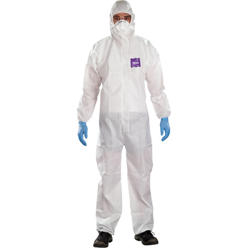 Combinaison 3 pi&egrave;ces avec capuchon AlphaTec Microchem r&eacute;sistant aux produits chimiques, 2T-Grand, Blanc Industrial Sales