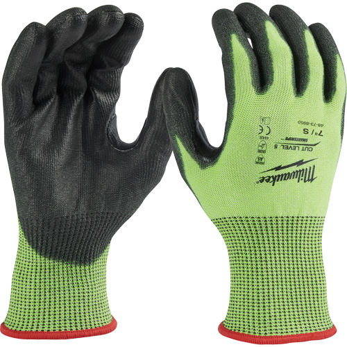 Gants &agrave; haute visibilit&eacute; enduits par trempage, Taille Petit, Calibre 15, Rev&ecirc;tement Polyur&eacute;thane, Enveloppe en Poly&eacute;thyl&egrave;ne, ASTM ANSI niveau A5 Industrial Sales