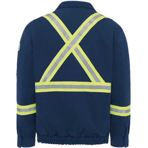 Men's Lined Bomber Jacket with Reflective Trim, Small, Navy Blue, 29 cal/cm² Industrial Sales