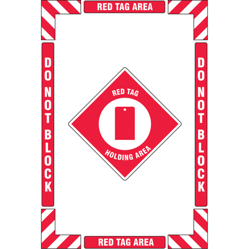 "Red Tag Holding Area" Floor Marking Kit, Adhesive, English with Pictogram Industrial Sales