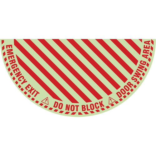 "Emergency Exit" Half Circle Swing Door Floor Sign, Adhesive, English with Pictogram Industrial Sales