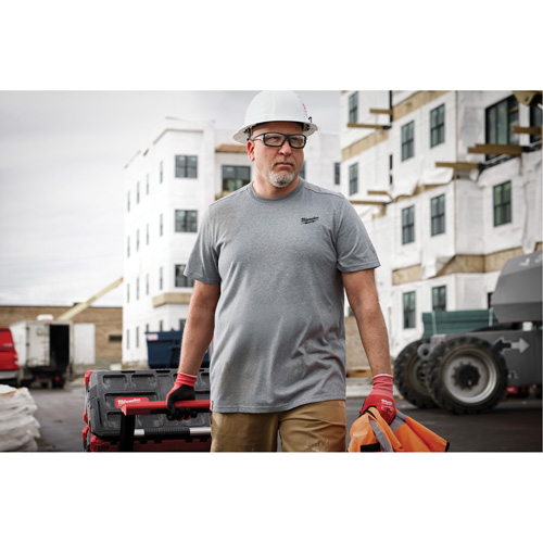 Hybrid Work Tee Shirt, Men's, Small, Grey Industrial Sales