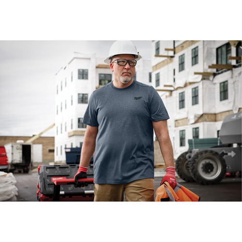 Hybrid Work Tee Shirt, Men's, Small, Blue Industrial Sales