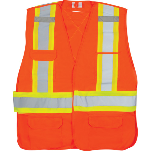 Veste d'arpenteur haute visibilit&eacute; conforme &agrave; la CSA, Orange haute visibilit&eacute;, Moyen, Polyester Industrial Sales