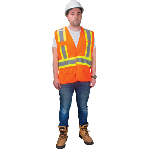 Veste d'arpenteur haute visibilit&eacute; conforme &agrave; la CSA, Orange haute visibilit&eacute;, Moyen, Polyester Industrial Sales