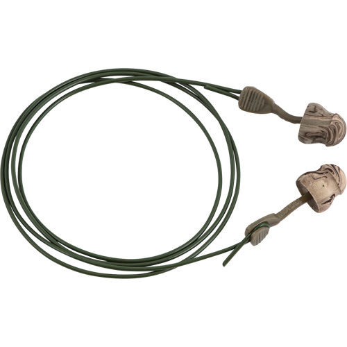 Bouchons d'oreilles en mousse camo sans roulement &agrave; tourner Glide, Vrac - Boîte, Avec cordon Industrial Sales