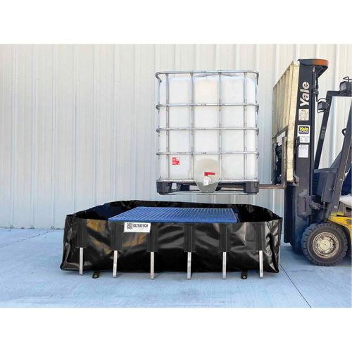Berme de confinement des d&eacute;versements Ultra-IBC Berm, Capacit&eacute; 400 gal. US, 6' la x 6' lo x 18" h, Support en L Industrial Sales