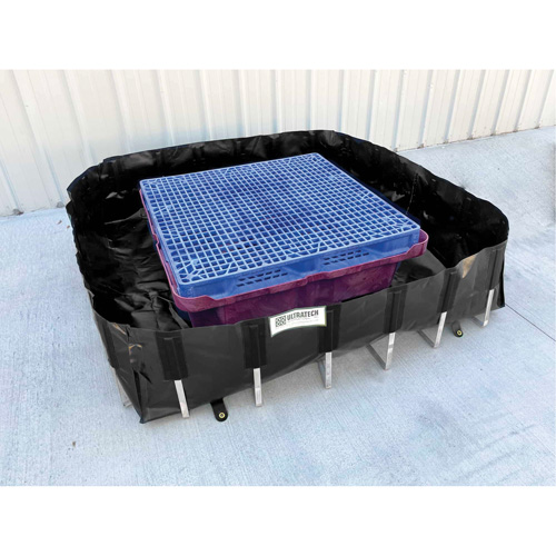 Berme de confinement des d&eacute;versements Ultra-IBC Berm, Capacit&eacute; 400 gal. US, 6' la x 6' lo x 18" h, Support en L Industrial Sales