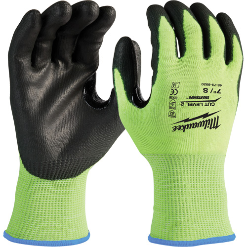 High-Visibility Cut-Resistant Gloves, Size Small, 15 Gauge, Nitrile/Polyurethane Coated, Polyethylene Shell, ANSI/ISEA 105 Level 2 Industrial Sales