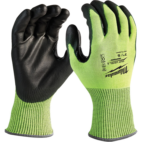 High-Visibility Cut-Resistant Gloves, Size Small, 13 Gauge, Nitrile/Polyurethane Coated, Polyethylene Shell, ANSI/ISEA 105 Level 4 Industrial Sales