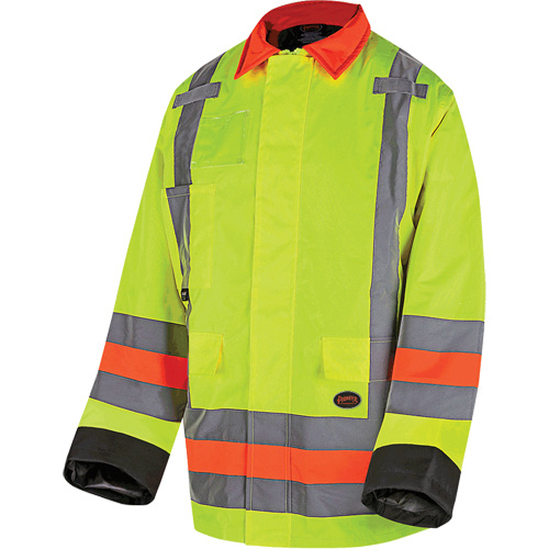 6040 Veste de contr&ocirc;le de la circulation pour l'hiver qu&eacute;b&eacute;cois, Polyester, Jaune lime haute visibilit&eacute;, T-petit Industrial Sales