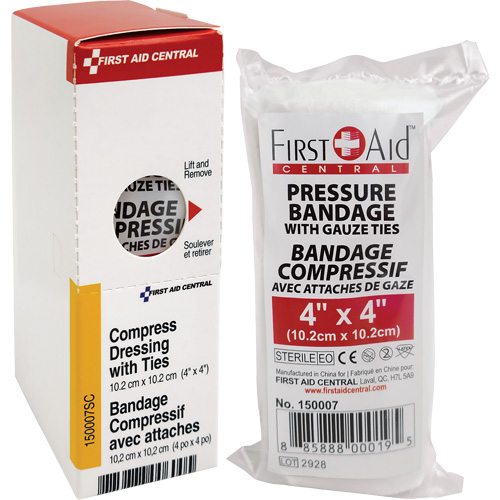 SmartCompliance&reg; Refill Compress Pressure Bandage with Ties, 4" L x 4" W Industrial Sales