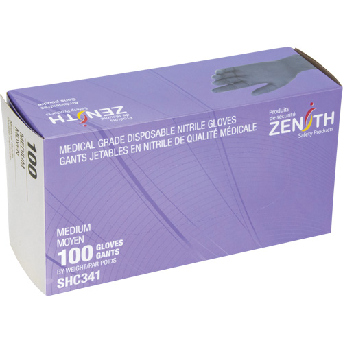 Gants jetables de calibre m&eacute;dical, Moyen, Nitrile, 6 mils, Sans poudre, Noir, Classe 2 Industrial Sales