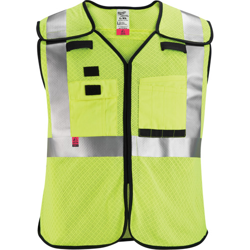 Breakaway Mesh Safety Vest, Black/High Visibility Lime-Yellow, Medium/Small Industrial Sales