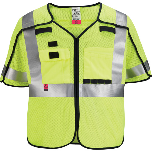 Breakaway Mesh Safety Vest, Black/High Visibility Lime-Yellow, Medium/Small Industrial Sales