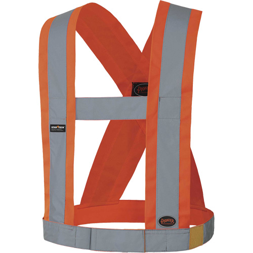 5490 Bretelles de s&eacute;curit&eacute; r&eacute;glable de 4" de large, R&eacute;pond ou surpasse la norme CSA Z96 classe 2 - niveau 2, Orange haute visibilit&eacute;, Couleur r&eacute;fl&eacute;chissante Argent, Taille unique Industrial Sales